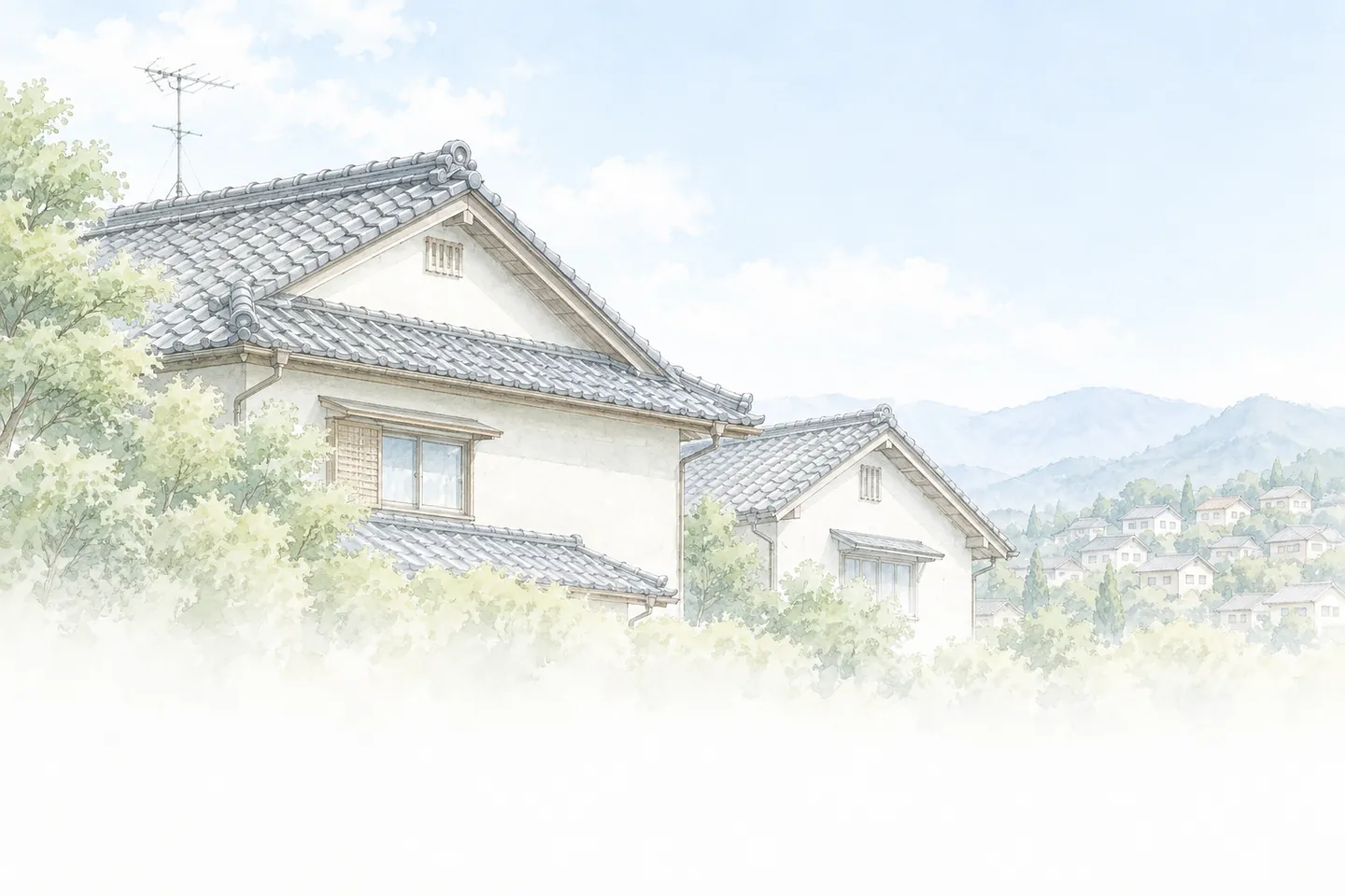 瓦屋根の住宅