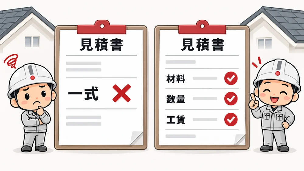 「一式」表記の見積書と、内訳が書かれた見積書の違い